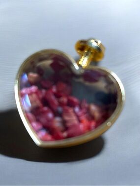 Gold Heart Pendant Necklace with Red Jasper Inlay